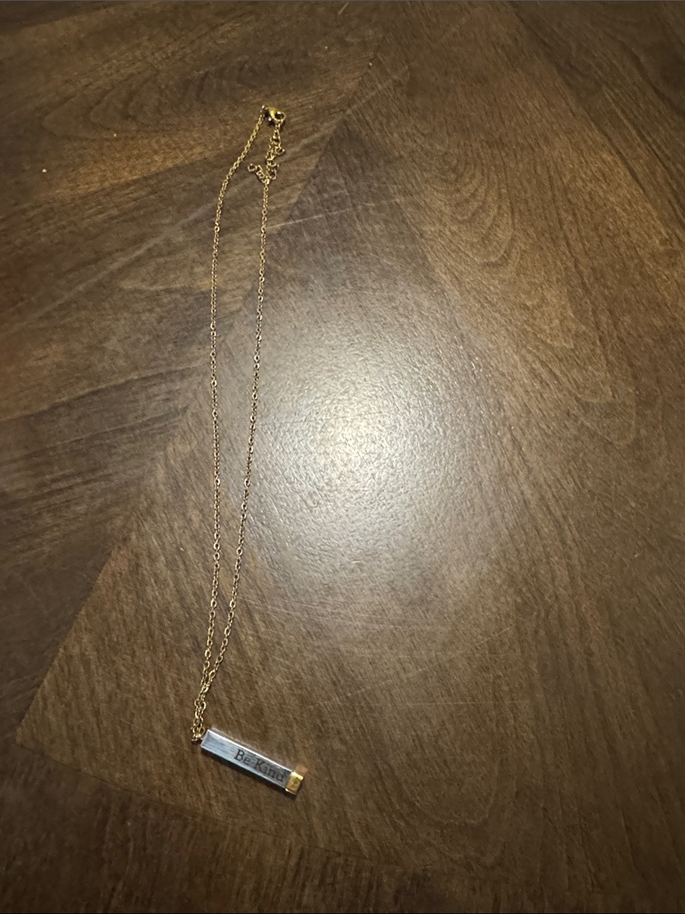 Gold and Silver 'Be Kind' Bar Necklace - Picture 3 of 3
